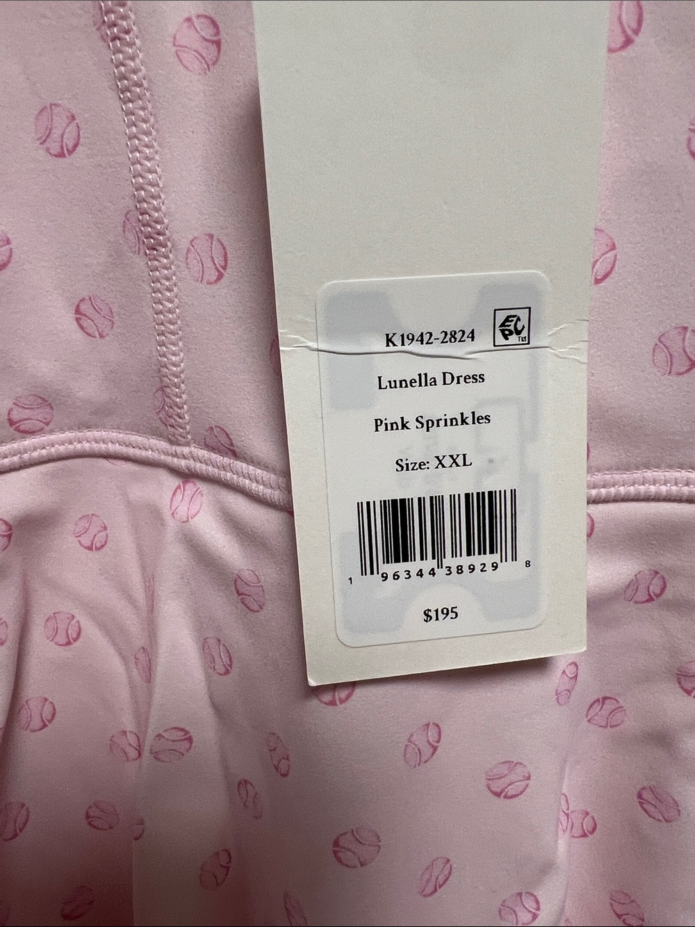 LoveShackFancy Pink Mini Dress with Tiny Tennis Ball Print, Shorts w/ Pockets! - Picture 10 of 15